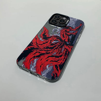 Japanese Anime Naruto Ninja | Clean Black Case Kurama Nine Tails - iPhone Case 7 8 PLUS XS XR X 11 12 13 14 15 16 Pro Promax SE3 SE2 mini