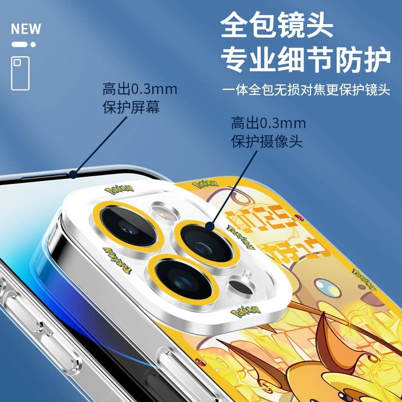 Japan Cartoon Pokemon Evolution Drawing Version | Pikachu Gengar Squartle - iPhone Case PLUS SE2 XS XR X 11 12 13 14 15 16 16e 17 17e Pro Promax 12mini 13mini