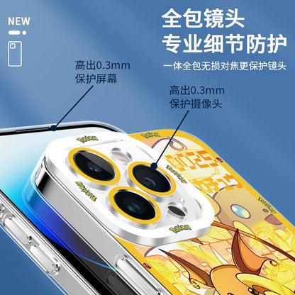 Japan Cartoon Pokemon Evolution Drawing Version | Pikachu Gengar Squartle - iPhone Case PLUS SE2 XS XR X 11 12 13 14 15 16 16e 17 17e Pro Promax 12mini 13mini