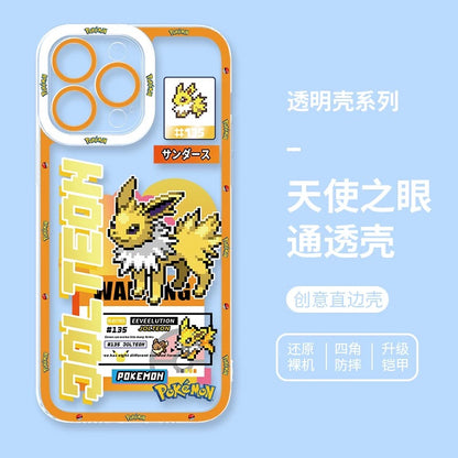 Japan Cartoon Pokemon Game Pixel Evolution Evolve Version | Eevee Vaporeon Jolteon Flareon Espeon Umbreon Leafeon Glaceon Sylveon - iPhone Case PLUS SE2 XS XR X 11 12 13 14 15 16 16e 17 17e Pro Promax 12mini 13mini