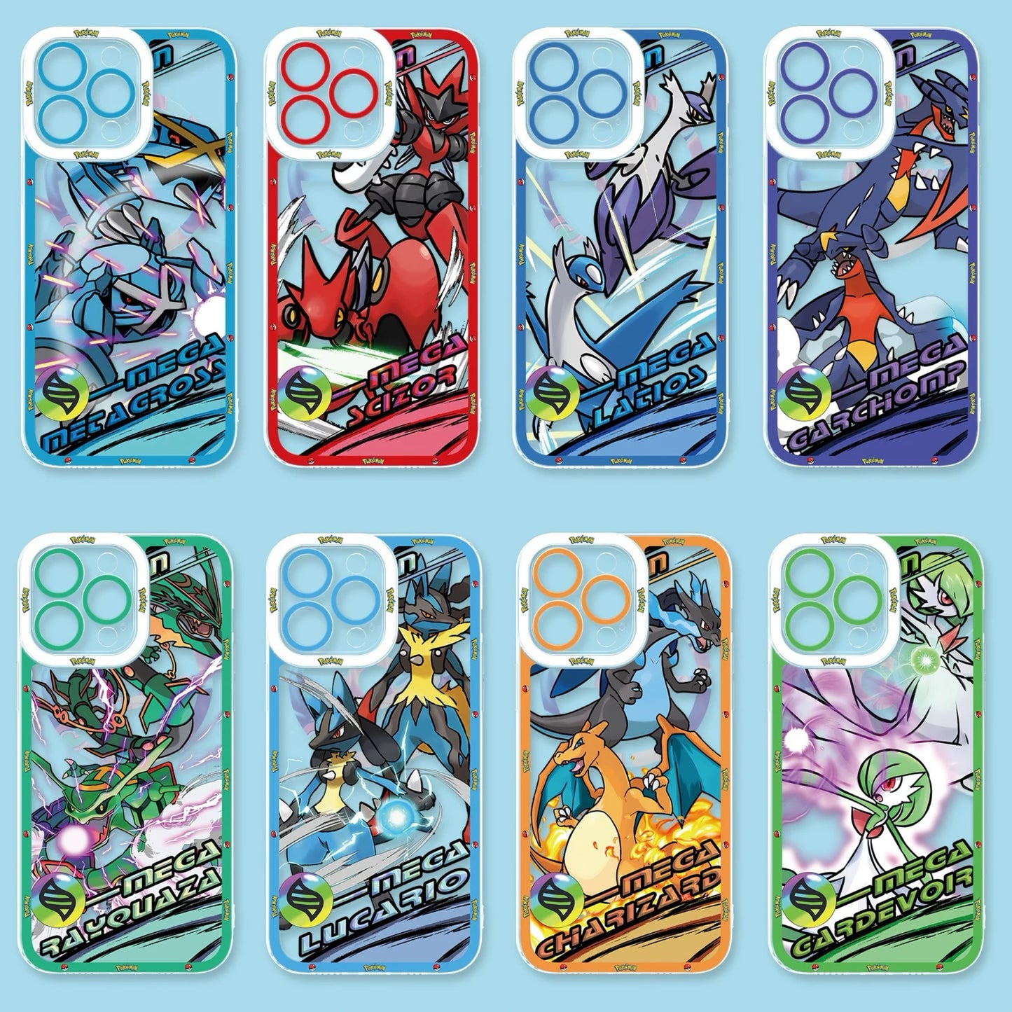 Japan Cartoon Pokemon Mega Evolution Anime | Metagross Scizor Latios Garchomp Rayquaza Lucario Charizard X Y Gardevoir - iPhone Case PLUS SE2 XS XR X 11 12 13 14 15 16 16e 17 17 17e Pro Promax 12mini 13mini