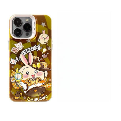 Japanese Cartoon ChiiKawa Detective Laser Case | ChiiKawa Hachiware Usagi Momonga - iPhone Case 11 12 13 14 15 16 16e 17 17e Pro Promax