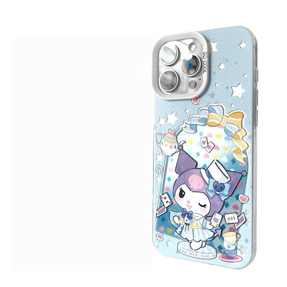 Japanese Cartoon Sanrio Alice In Wonderland Laser Case | Hello Kitty My Melody Kuromi Cinnamoroll Hangyodon Wish Me Mell 6 Styles - iPhone Case 11 12 13 14 15 16 16e 17 17e Pro Promax