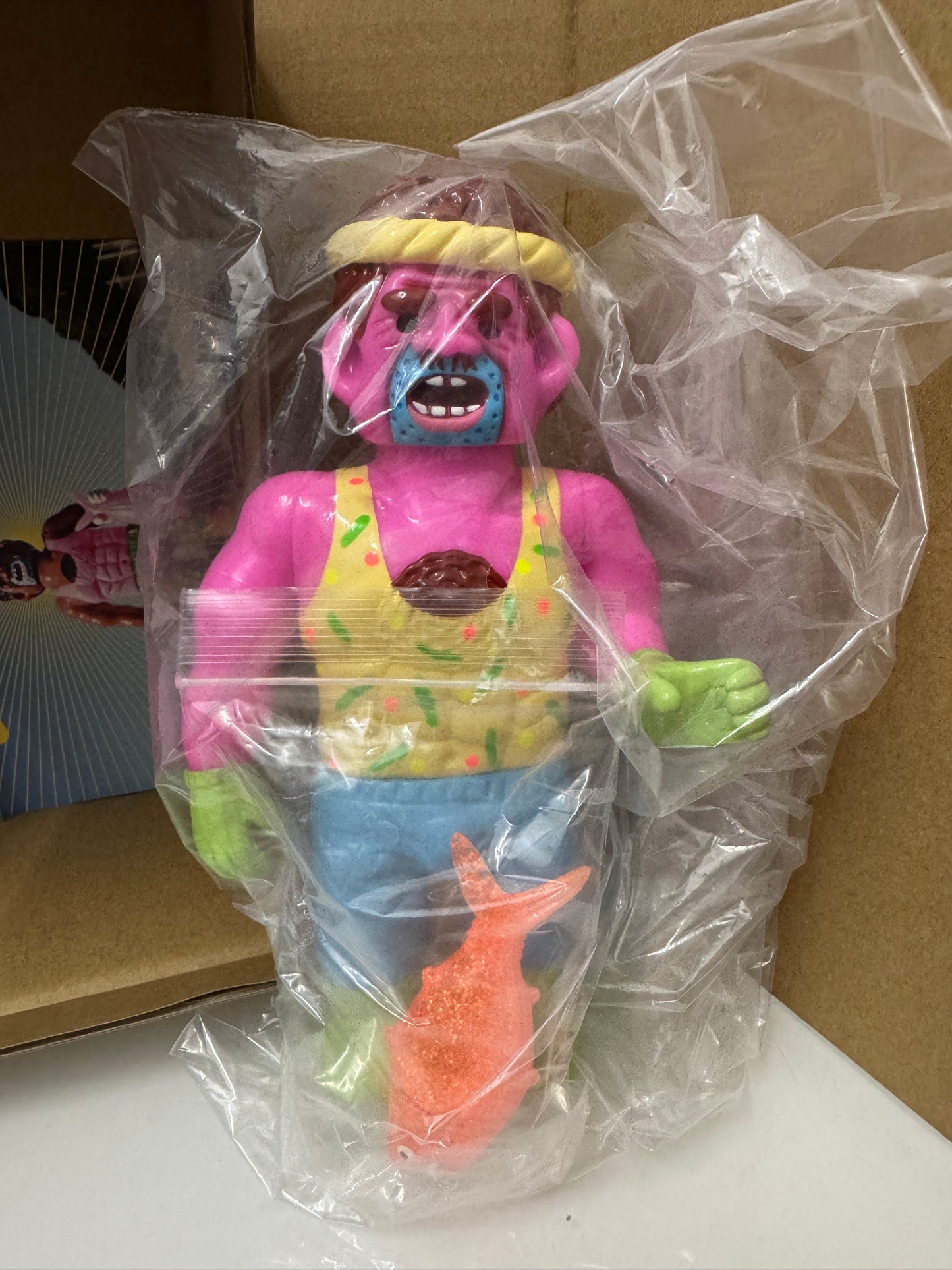 Japan Artist Dehara | Fisherman Hot Pink Neon Version - 50pcs Limited Worldwide Sofubi Figure Soft Vinyl Rare