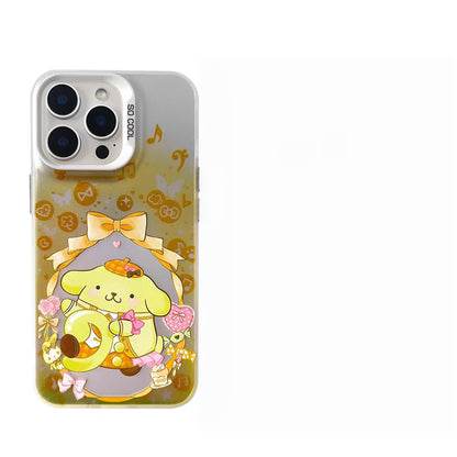 Japanese Cartoon Sanrio Piano Melody Laser Case | Hello Kitty My Melody Kuromi Cinnamoroll Pompompurin Hangyodon 6 Styles - iPhone Case 11 12 13 14 15 16 16e 17 17e Pro Promax