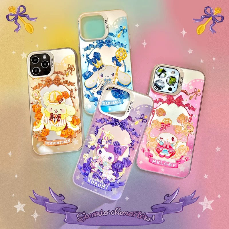 Japanese Cartoon Sanrio King & Queenl | My Melody Kuromi Cinnamoroll Pompompurin Laser - iPhone Case 11 12 13 14 15 16 Pro Promax