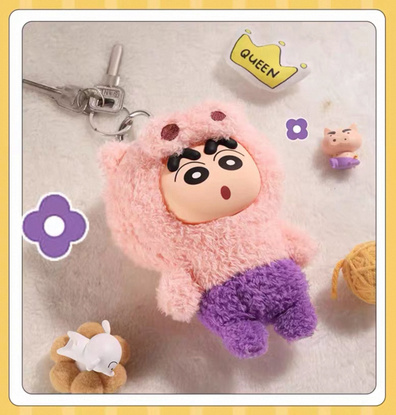 Japanese Cartoon Crayon Shin-chan Cosplay Soft Plush Series | Dinosaur Buriburi Boochan Shiro- Vinyl Face Plush Doll Figure Keychain Collectable Toys Mystery Blind Box - KawaiiGiftLand