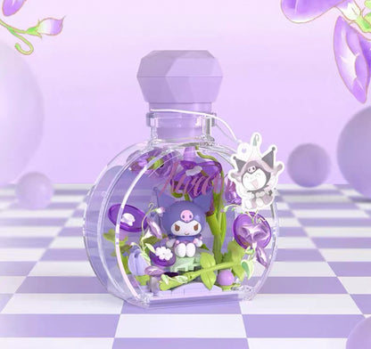 Sanrio Characters The Flower Angel in Perfume Bottle | Hello Kitty My Melody Kuromi Cinnamoroll Pompompurin Pochacco - Building Blocks Toy Collectable Mystery Blind Box with LED Light