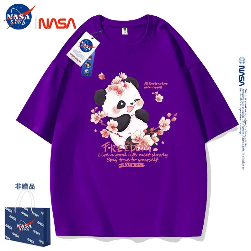 Cute Animals Panda Style T-Shirt Series | Smile Panda with Flower Part2 - Kawaii Fashion Items for Child & Adult