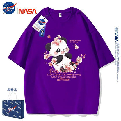 Cute Animals Panda Style T-Shirt Series | Smile Panda with Flower Part2 - Kawaii Fashion Items for Child & Adult