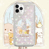 Japanese Cartoon Rilakkuma Sweet Home with Animals - Silver Glitter QuickSand iPhone Case 6 7 8 PLUS SE2 XS XR X 11 12 13 14 15 16 Pro Promax 12mini 13mini