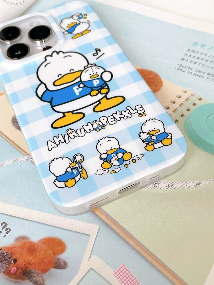 Japanese Cartoon Sanrio AhirunoPekkle Pekkle with his Plush Doll - iPhone Case 13 14 15 Pro Promax