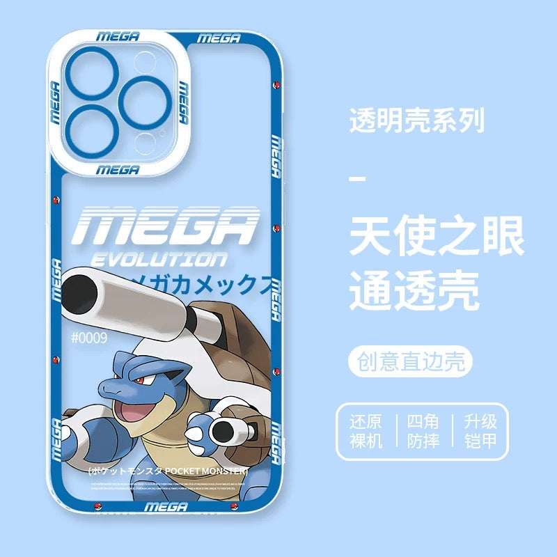 Japan Cartoon Pokemon Mega Evolution | Blastoise - iPhone Case 6 7 8 PLUS SE2 XS XR X 11 12 13 14 15 16 16e Pro Promax 12mini 13mini