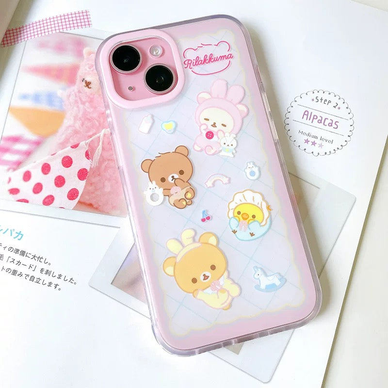 Japanese Cartoon Rilakkuma with Friends Baby Sweet Style - iPhone Case 13 14 15 Pro Promax