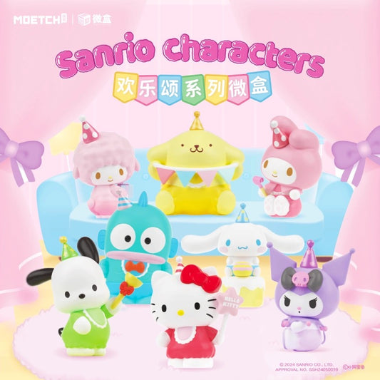 Sanrio Characters Cute Happy Party with Box Series | Hello Kitty My Melody Piano Kuromi Cinnamoroll Pompompurin Pochacco Hangyodon - Kawaii Decoration Collectable Toys Toy Collection