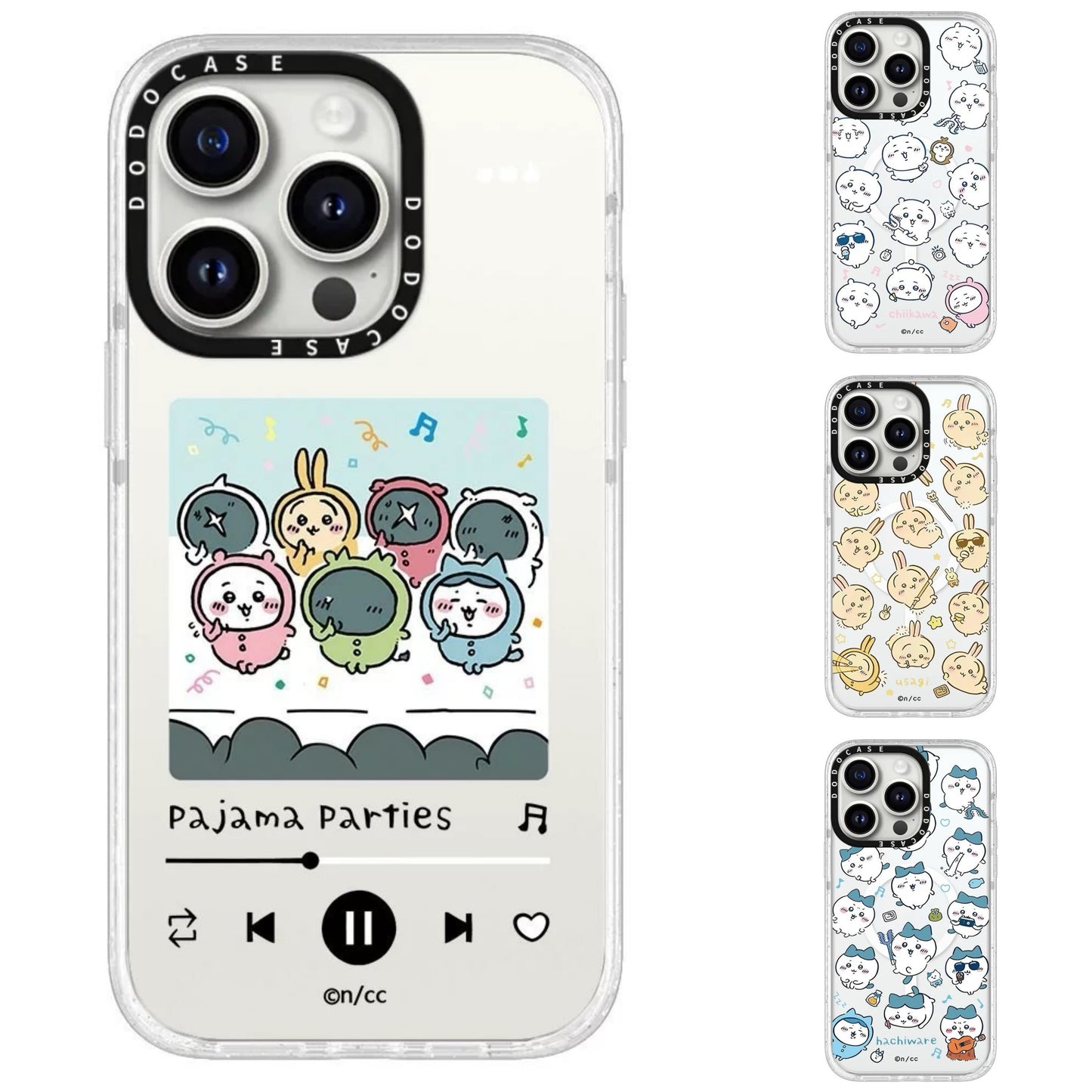 Japanese Cartoon ChiiKawa Clear with Transparent Frame Phone Case |  Pajamas Song & Full Screen Fun Emo ChiiKawa Hachiware Usagi - iPhone Case 12 13 14 15 16 17 Pro Promax