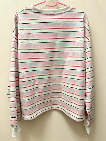 Korean Fashion Autumn Winter Long-sleeved Series | Pink Stripe with Heart Label - Kawaii Fashion Items