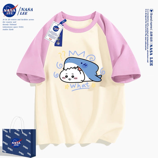 Japanese Cartoon ChiiKawa Casual Style T-Shirt Series | Chiikawa with Shark - Kawaii Fashion Items