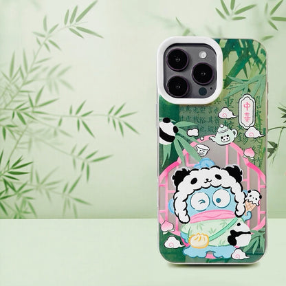 Japanese Cartoon Sanrio Become Panda Laser Case | Hello Kitty My Melody Kuromi Cinnamoroll Pompompurin Hangyodon 6 Styles - iPhone Case 11 12 13 14 15 16 16e 17 17e Pro Promax