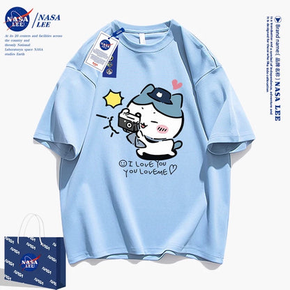 Japanese Cartoon ChiiKawa Casual Style T-Shirt Series | Hachiware Happy Picnic with Camera - Kawaii Fashion Items