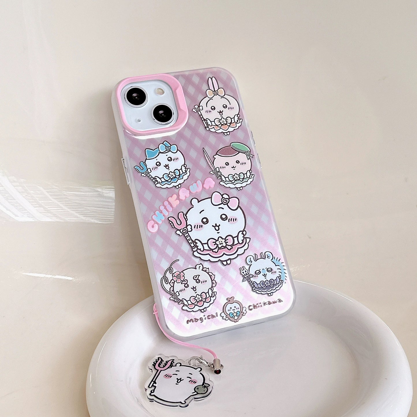 Japanese Cartoon iPhone Case with Strap | Laser ChiiKawa Magic Girls - iPhone CasePhone Case 7 8 PLUS SE2 XS XR X 11 12 13 14 15 Pro Promax 12mini 13mini