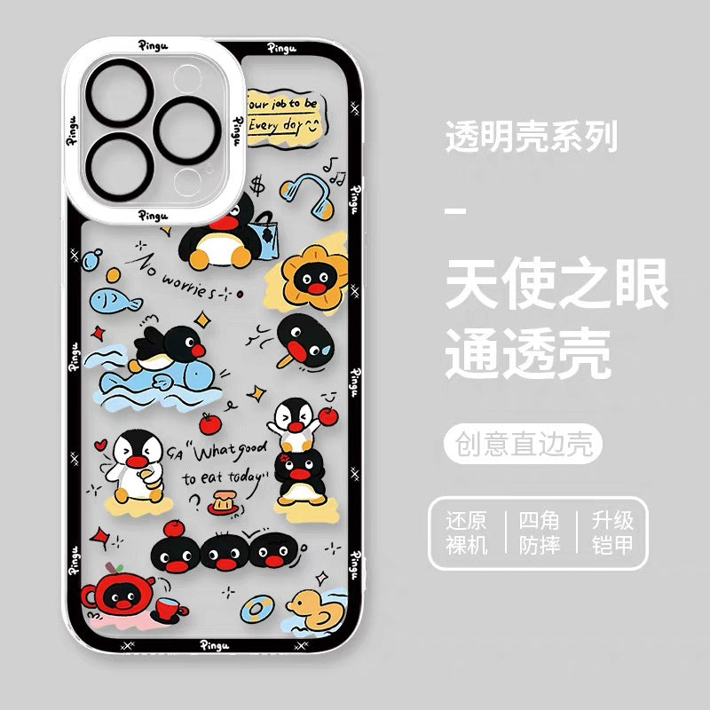 Cute Cartoon Lovely Penguin | Pingu & Friends 8 Styles - iPhone Case PLUS SE2 XS XR X 11 12 13 14 15 16 16e 17 17e Pro Promax 12mini 13mini
