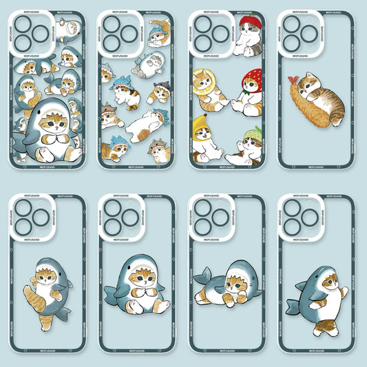 Japanese Cartoon Mofusand | Shark Ocean Fruit Fried Shrimp 8 Styles - iPhone Case PLUS SE2 XS XR X 11 12 13 14 15 16 16e 17 17e Pro Promax 12mini 13mini