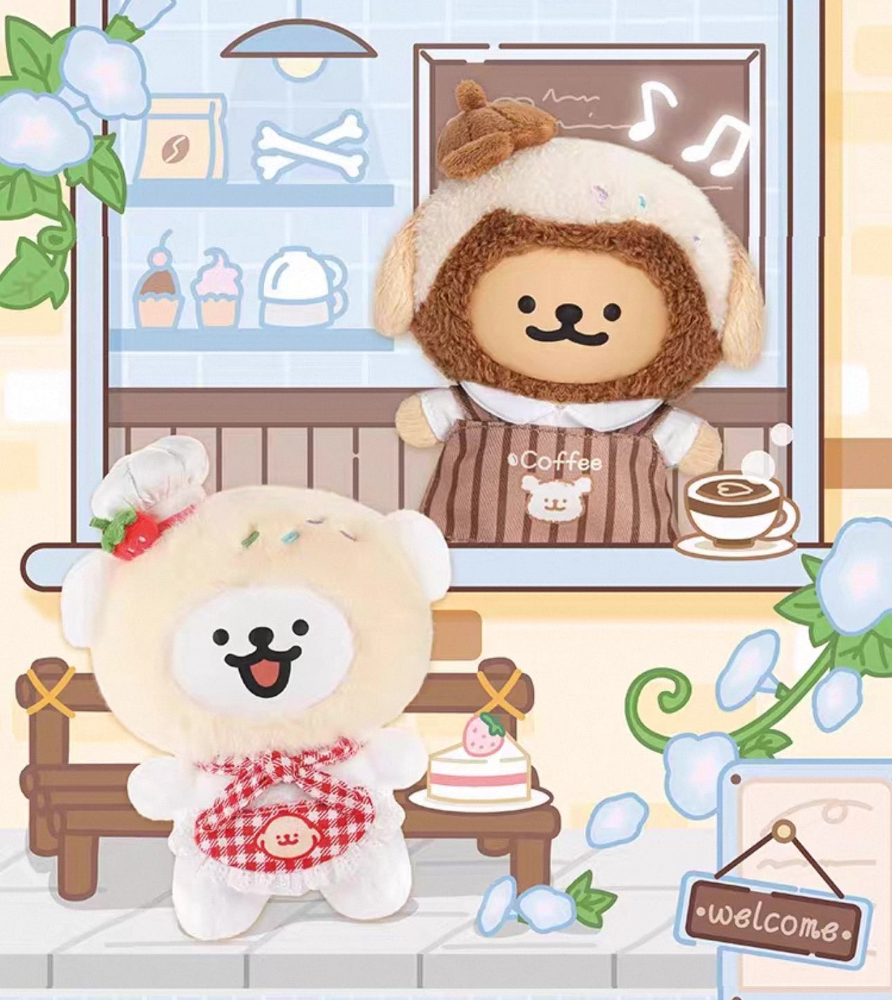 TopToy Maltese Puppy Happy Cafe Series | Vinyl Face Plush Doll - Collectable Toys Mystery Blind Box