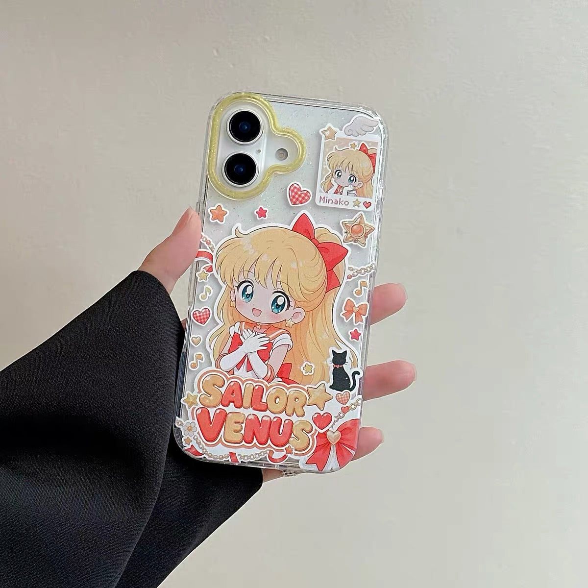 Japanese Cartoon Sailor Moon Gittler Colour Clear Case Version | Sailor Moon Mercury Mars Jupiter Venus - iPhone Case PLUS SE2 XS XR X 11 12 13 14 15 16 16e 17 17e Pro Promax 12mini 13mini