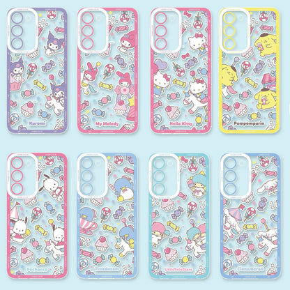 Japan Cartoon Sanrio Full Screen Sweets Pastel Style | Kuromi My Melody Hello Kitty Pompompurin Pochacco Tuxedosam Little Twin Stars Cinnamoroll- Phone Case Samsung Galaxy S26 S25 S24 S23 S22 S21 FE Ultra Edge