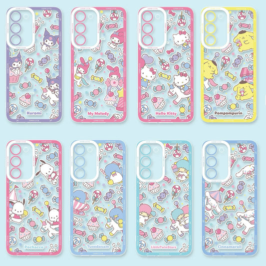Japan Cartoon Sanrio Full Screen Sweets Pastel Style | Kuromi My Melody Hello Kitty Pompompurin Pochacco Tuxedosam Little Twin Stars Cinnamoroll- Phone Case Samsung Galaxy S26 S25 S24 S23 S22 S21 FE Ultra Edge