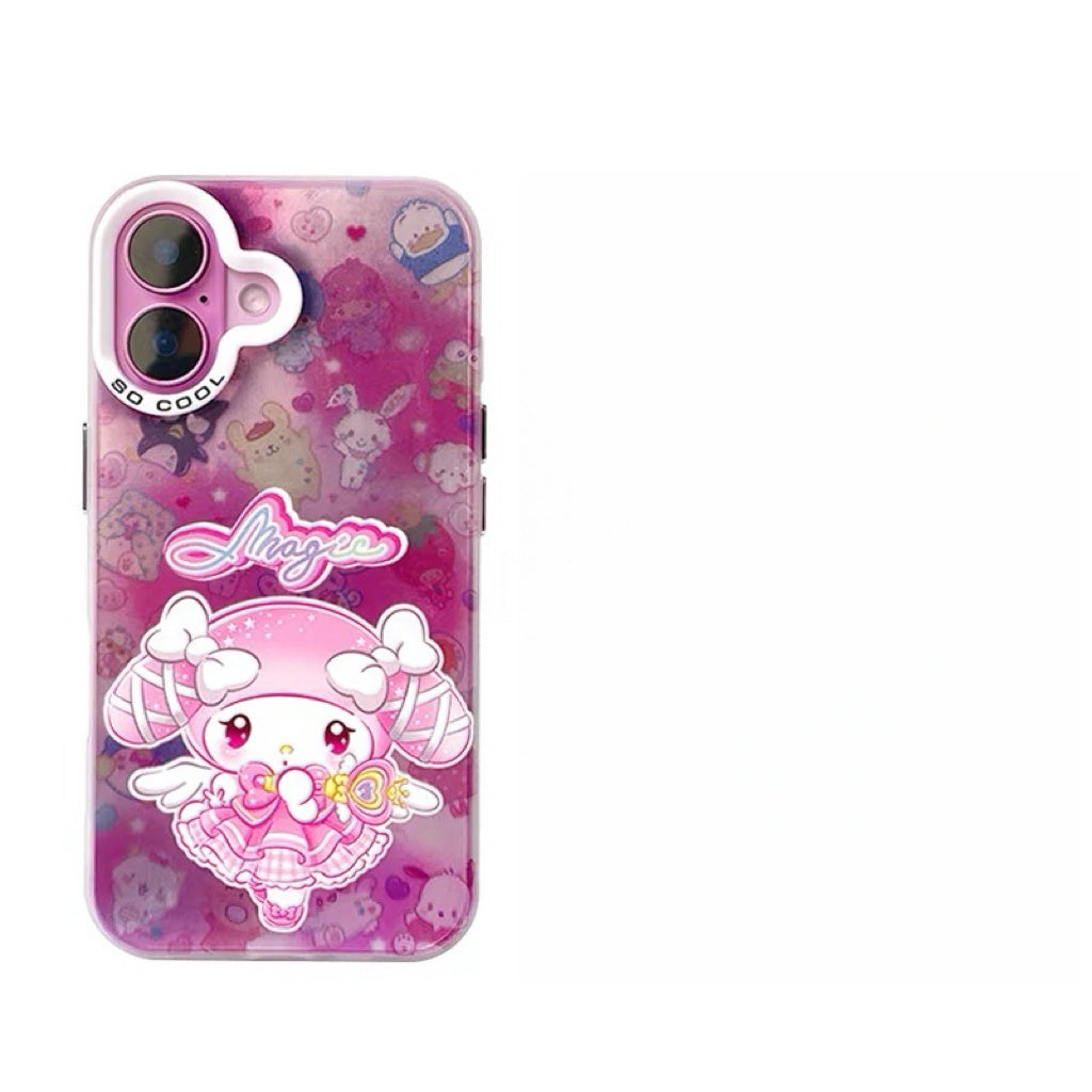 Japanese Cartoon Sanrio Magic Group Laser Case |  My Melody Kuromi Pochacco Wish Me Mell 4 Styles - iPhone Case 11 12 13 14 15 16 16e 17 17e Pro Promax