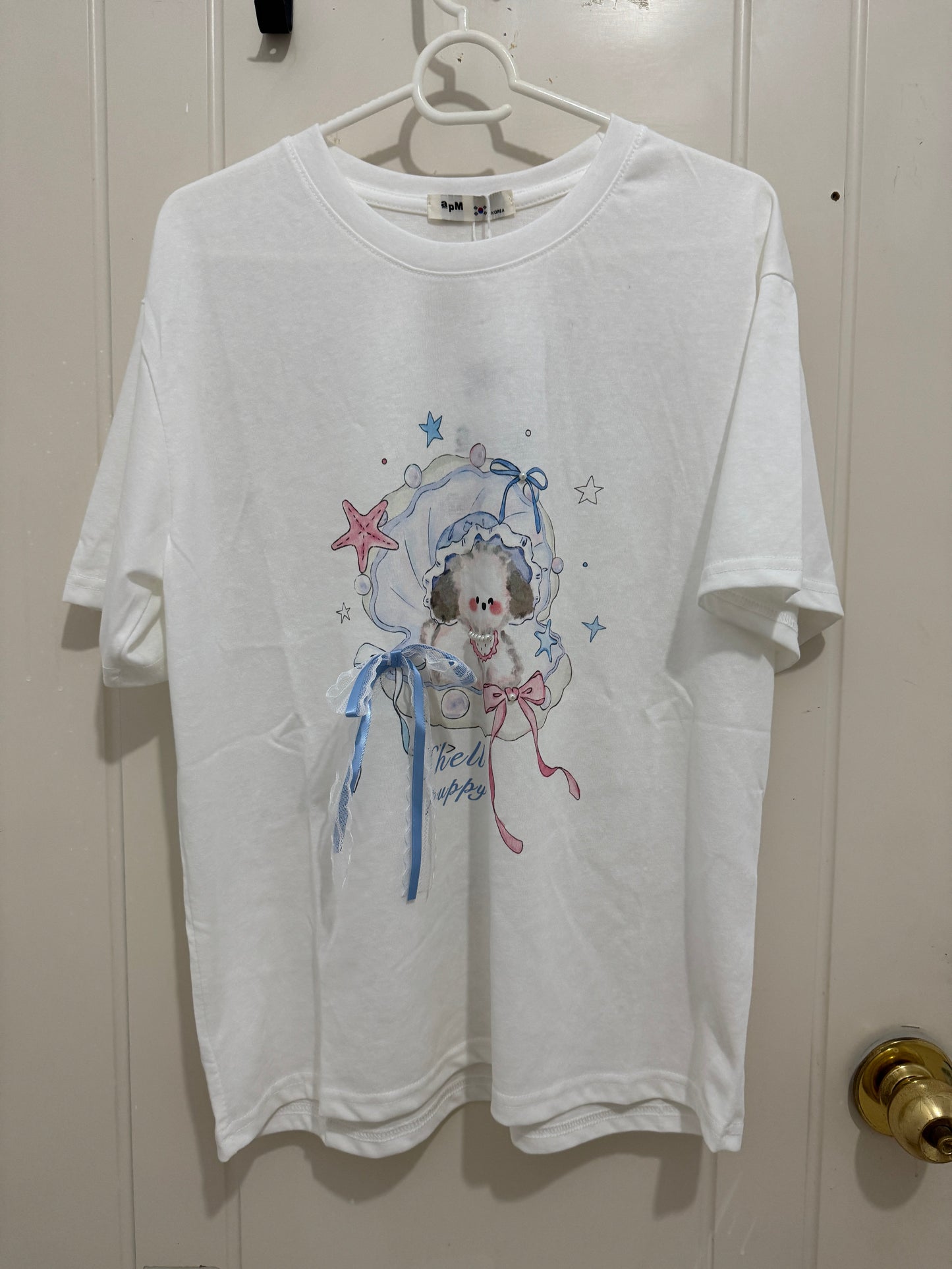Korean Fashion Cute Animals Style T-Shirt Series | Shell Pearl with Puppy - Kawaii Fashion Items