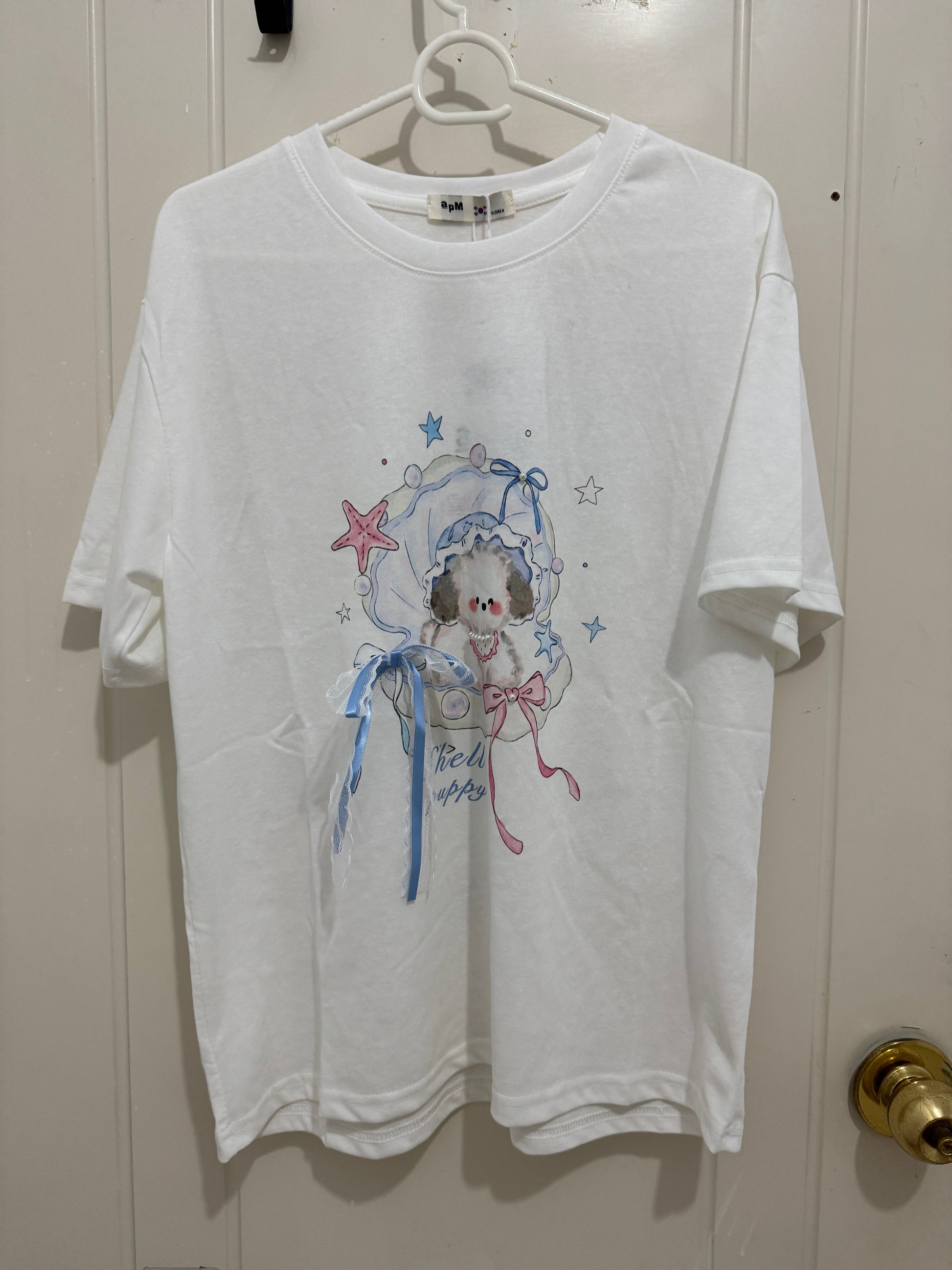 Korean Fashion Cute Animals Style T-Shirt Series | Shell Pearl with Puppy - Kawaii Fashion Items
