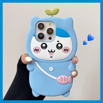 Japanese Cartoon ChiiKawa Pajamas Outing Silicone | Chiikawa Hachiware - iPhone Case 15 14 13 12 Pro ProMax