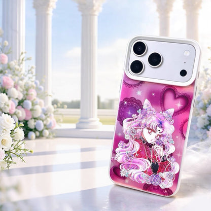 Japanese Cartoon Sailor Moon Comic Style Laser Case | Black Lady Princess Serenity Luna 3 Styles - iPhone Case 11 12 13 14 15 16 16e 17 17e 18 Pro Promax
