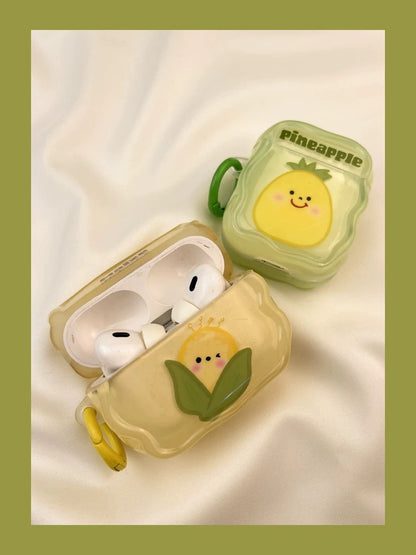 Japanese Cartoon Fun Colourful Fruits Persimmon Pineapple Maize Watermelon - AirPods AirPodsPro AirPods3 Case Green Yellow Orange