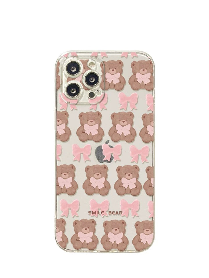 Teddy Bear with Ribbon iPhone case Kawaii Lovely Cute Lolita iPhone 6 7 8 PLUS SE2 XS XR X 11 12 13 14 15 Pro Promax 12mini 13mini