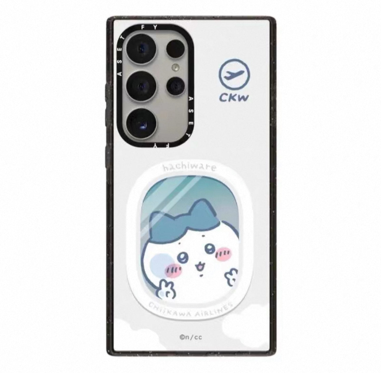 Japanese Cartoon ChiiKawa Acrylic Phone Case | ChiiKawa Hachiware Usagi Aeroplane Window Get On Plane Travel - Phone Case Samsung Galaxy S25 S24 S23 S22 Ultra KawaiiGiftLand