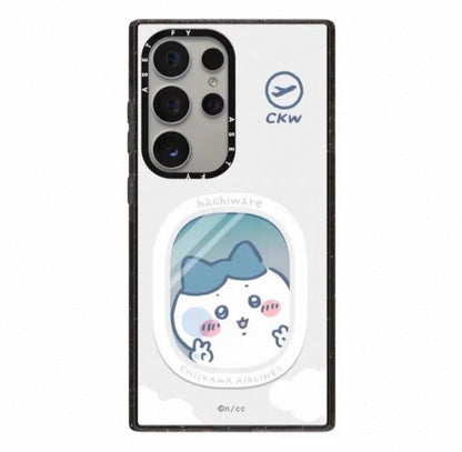 Japanese Cartoon ChiiKawa Acrylic Phone Case | ChiiKawa Hachiware Usagi Aeroplane Window Get On Plane Travel - Phone Case Samsung Galaxy S25 S24 S23 S22 Ultra KawaiiGiftLand