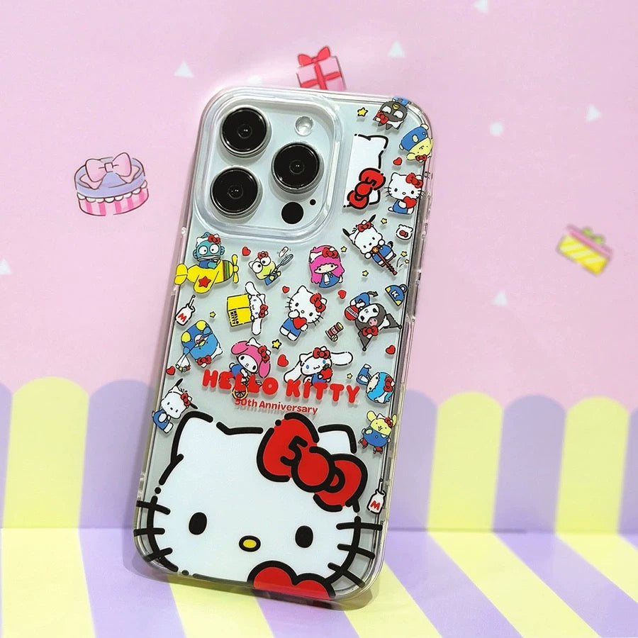 Japanese Cartoon Sanrio with friends Hello Kitty 50th Anniversary - iPhone Case 13 14 15 Pro Promax