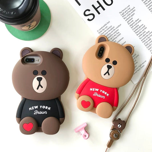 Line friends Big Brown Bear| New York Brown - iPhone Case iPhone XS XR X 11 12 13 14 15 Pro Promax