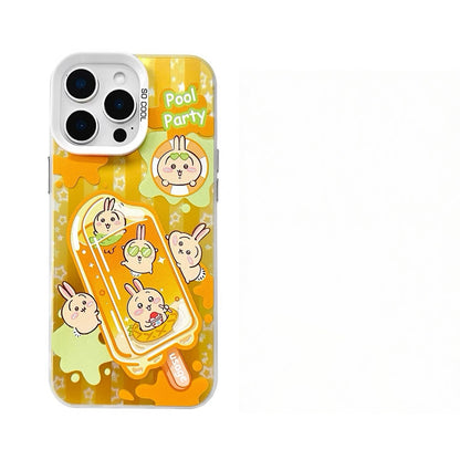Japanese Cartoon ChiiKawa Summer Ice Bar Laser Case | ChiiKawa Hachiware Usagi Momonga - iPhone Case 11 12 13 14 15 16 16e 17 17e Pro Promax