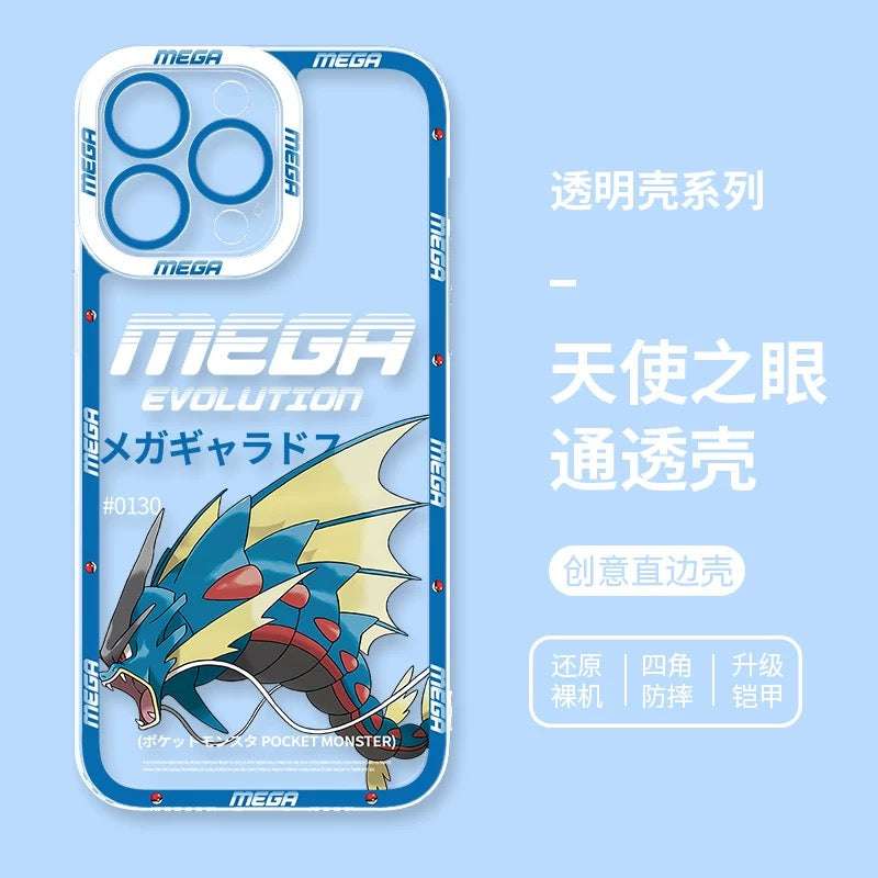 Japan Cartoon Pokemon Mega Evolution | Gyarados - iPhone Case 6 7 8 PLUS SE2 XS XR X 11 12 13 14 15 16 16e Pro Promax 12mini 13mini