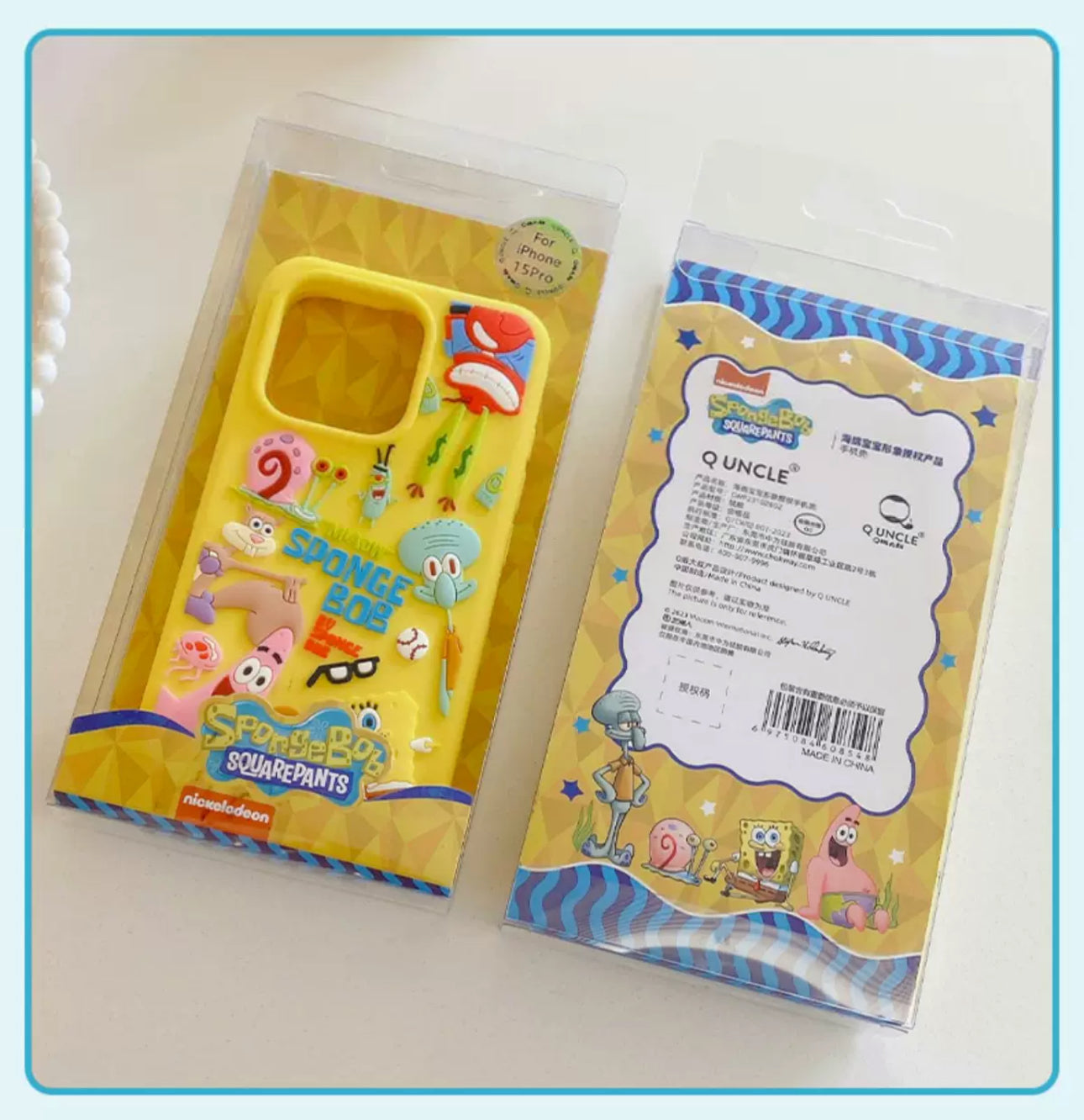 Cartoon Silicone Spongebob Patrick Star with friends Pink Yellow Sea Monster - iPhone Case 15 14 13 Pro ProMax