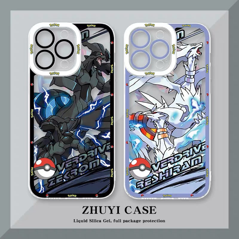 Japan Cartoon Pokemon Mega Evolution Anime | Dialga Kyurem Palkia Reshiram Zekrom - iPhone Case PLUS SE2 XS XR X 11 12 13 14 15 16 16e 17 17e Pro Promax 12mini 13mini