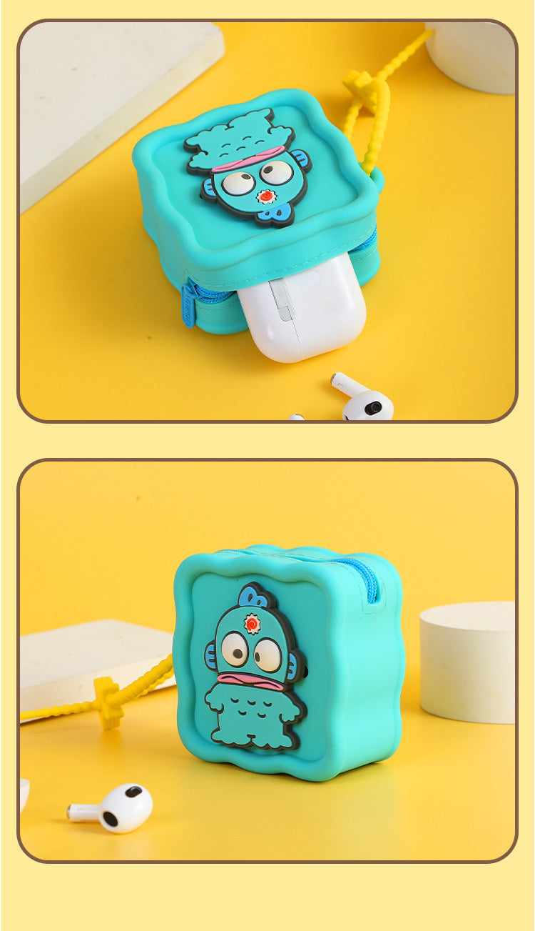Japan Sanrio Silicon Mini DIY Square Purse Bag | Hello Kitty My Melody Kuromi Cinnamoroll Hangyodon  - Coin Bag Can put in Airpods EarPhone
