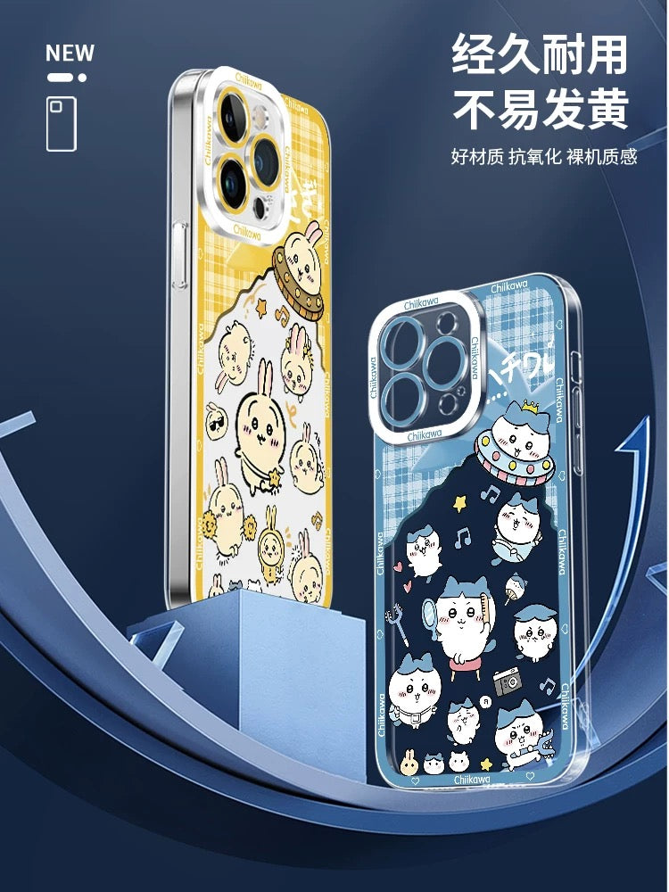 Japanese Cartoon ChiiKawa UFO Version Clean Case | Chiikawa Hachiware Usagi Momonga - iPhone Case PLUS SE2 XS XR X 11 12 13 14 15 16 16e 17 17e Pro Promax 12mini 13mini