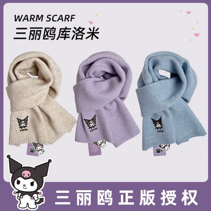 Sanrio Simple Casual Design Warm Scarf | Kuromi - Made with Wool Autumn Winter Accessories Fashionable