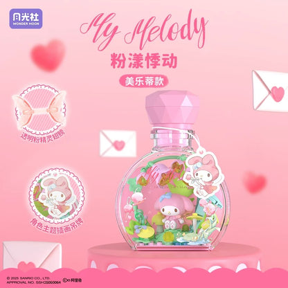 Sanrio Characters The Flower Angel in Perfume Bottle | Hello Kitty My Melody Kuromi Cinnamoroll Pompompurin Pochacco - Building Blocks Toy Collectable Mystery Blind Box with LED Light